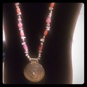 Beauty for Ashes - Pink Beaded Necklace Pendant