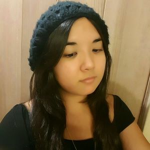 Black Knitted Crochet Beret