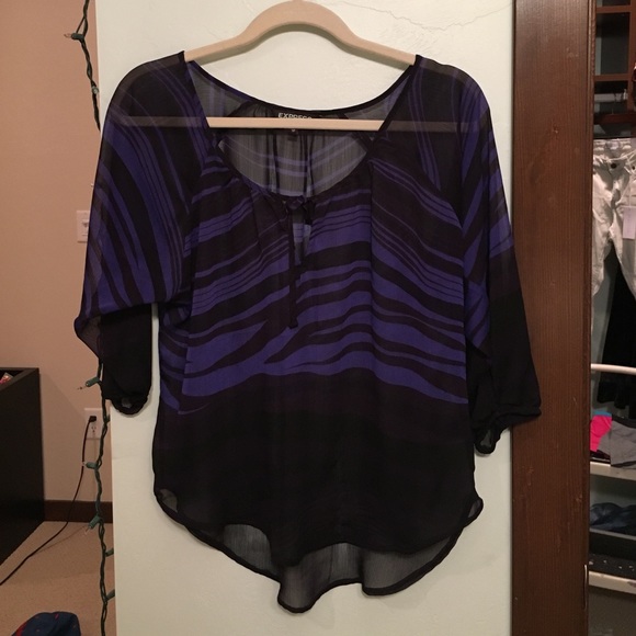 Purple & Black Sheer Blouse