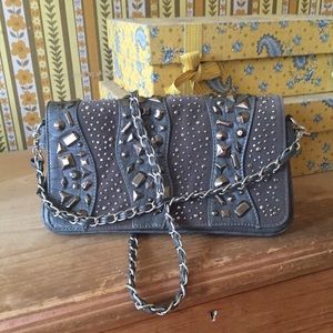 Silver & Grey Embellished Clutch