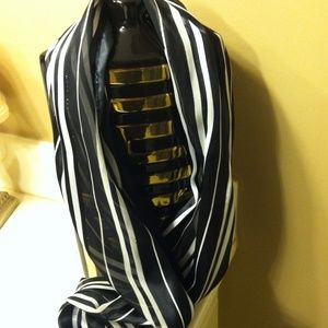 Black white gold striped scarve
