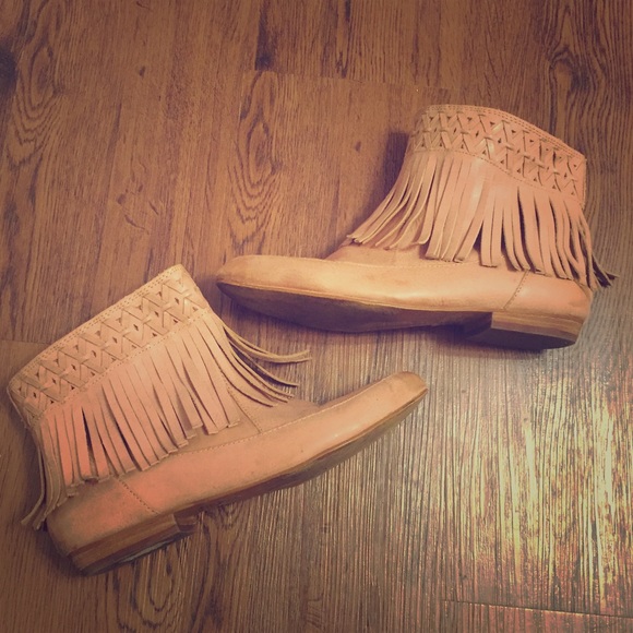Leather Fringe Ankle Boots