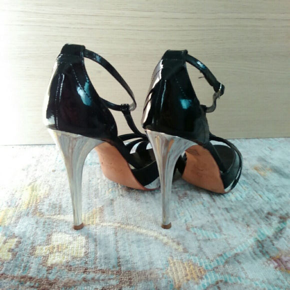 Black Patent Leather w Mirrored Heels & Platforms - Picture 2 of 4