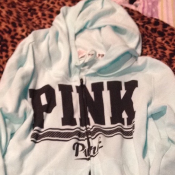 PINK VS light blue sz L zip up hoodie