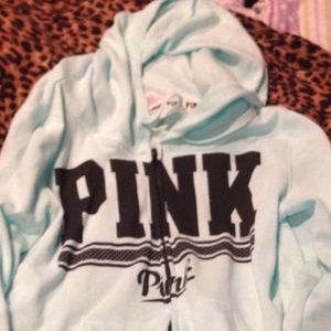 PINK VS light blue sz L zip up hoodie