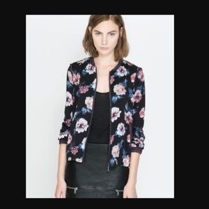 Zara Trafaluc Floral Bomber Jacket