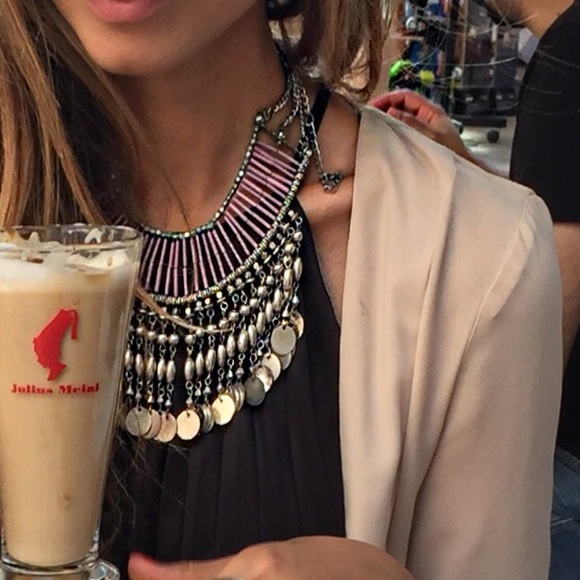 Bohemian style silver necklace