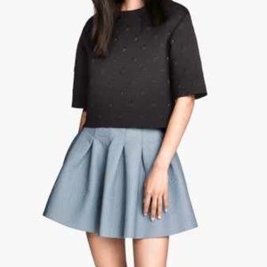 H&M BLACK pleated skirt in faux leather