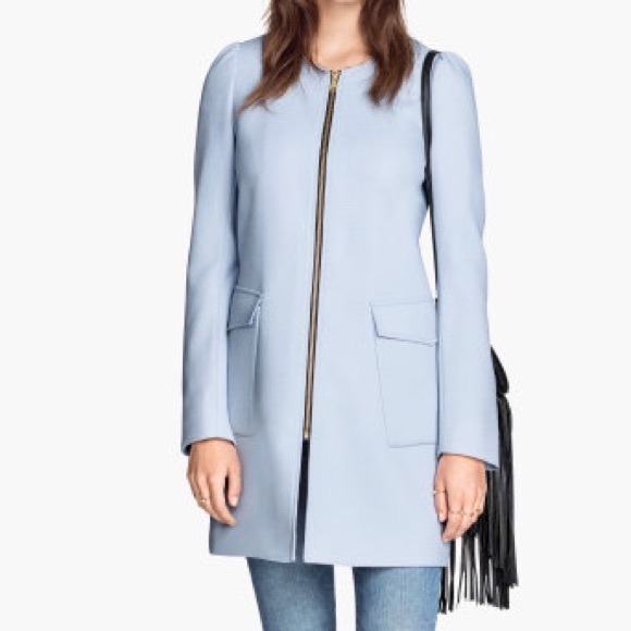H&M Powder Blue Textured Coat - Picture 4 of 4