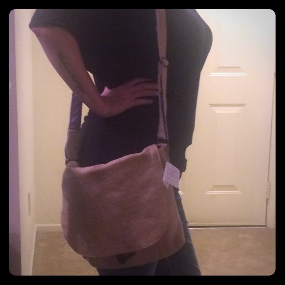 Handmade Burlap Messenger Bag w/ Satin Lining