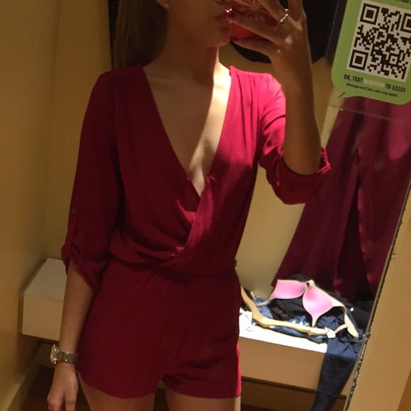 Red long sleeve romper