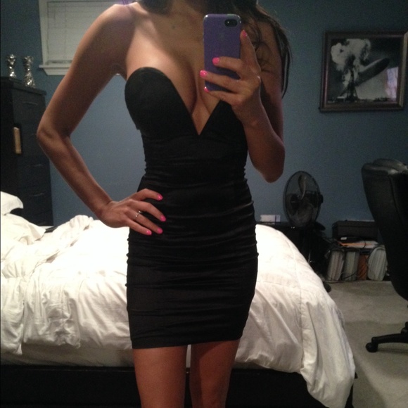 Sexy satin low cut dress