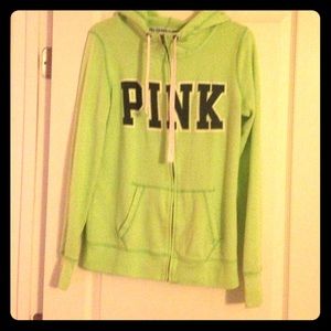 Lime green Victoria's Secret zip up hoodie