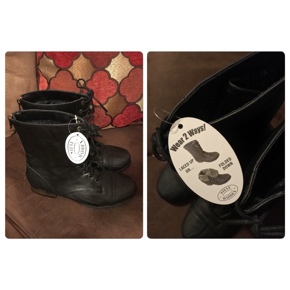 Steve Madden Combat Boots Youth Size 4 - Picture 2 of 4