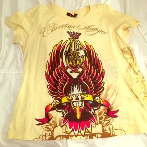 XL unisex rhinestone yellow Christian Audigier