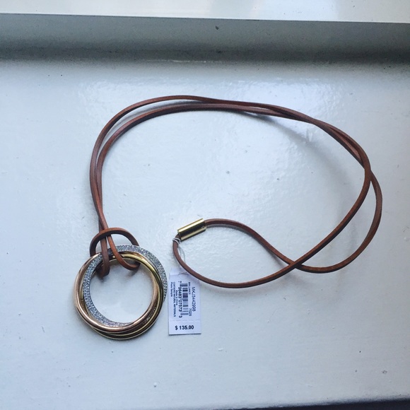 🎀MICHAEL KORS🎀 leather cording 3-ring necklace. - Picture 1 of 3