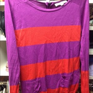 LOFT Xsmall red and purple striped sweater