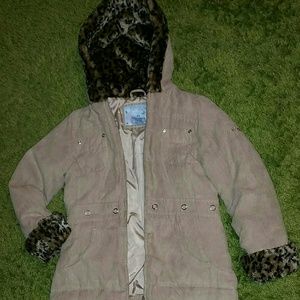 Girls Faux Suede & Fur coat