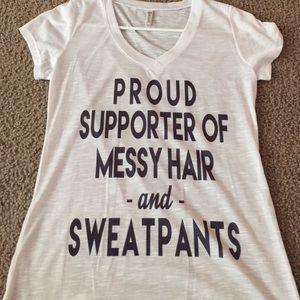 Messy hair and sweatpants top