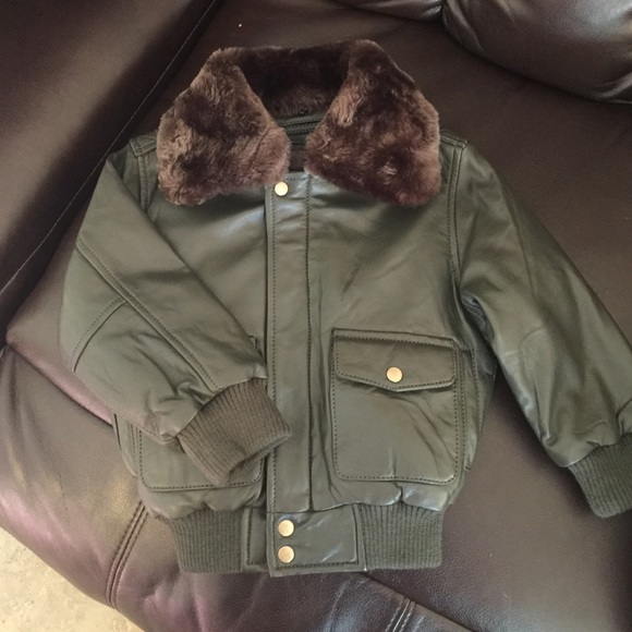 Italian leather infant bomber jacket
