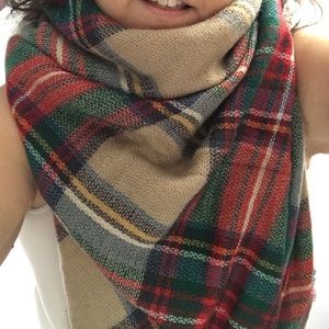 Large plaid winter scarf