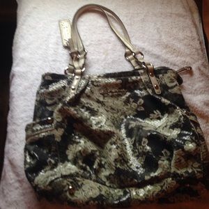 B. Makowsky flower print snakeskin textured purse