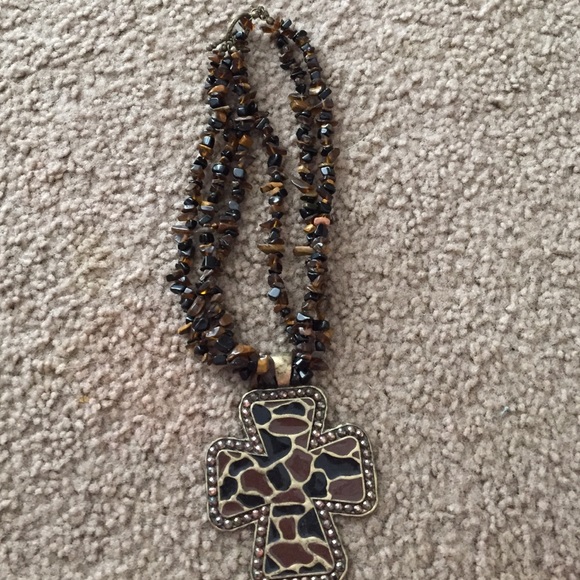 Stone cross necklace