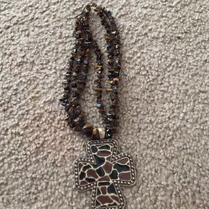Stone cross necklace