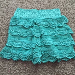 Turquoise lace shorts