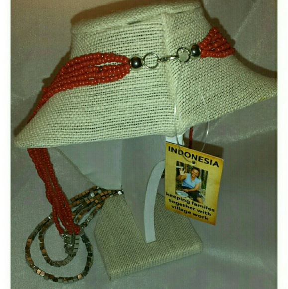 📗GWaC Java Draping Beaded Necklace - Red - Picture 2 of 4