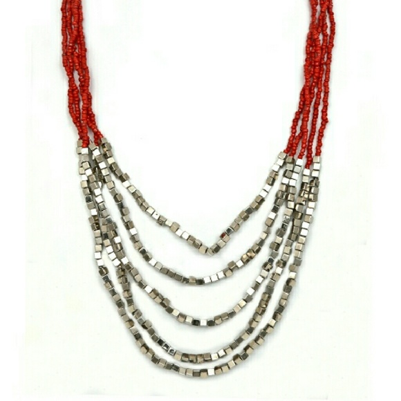 📗GWaC Java Draping Beaded Necklace - Red - Picture 4 of 4