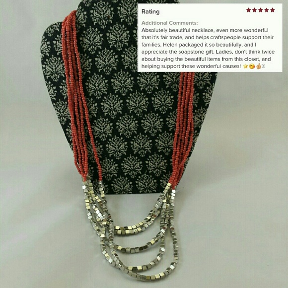 📗GWaC Java Draping Beaded Necklace - Red - Picture 1 of 4