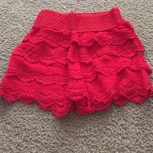 Red lace shorts