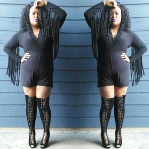 Plus size fringe romper