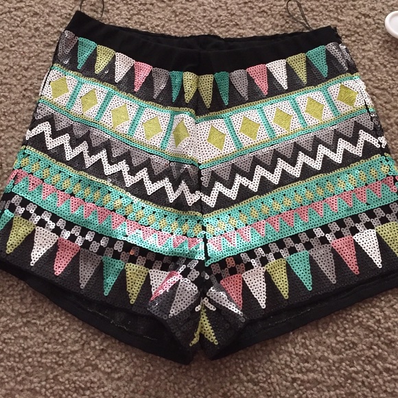 High waisted sequin shorts