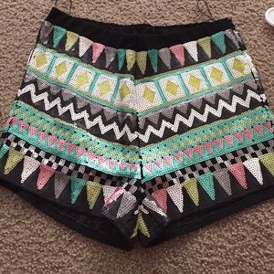 High waisted sequin shorts