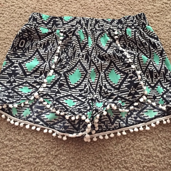 Tribal mint green and black shorts