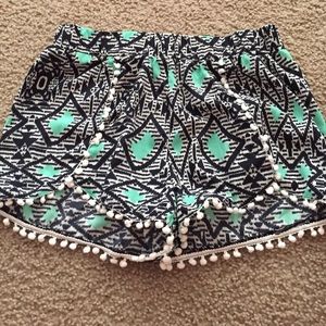Tribal mint green and black shorts