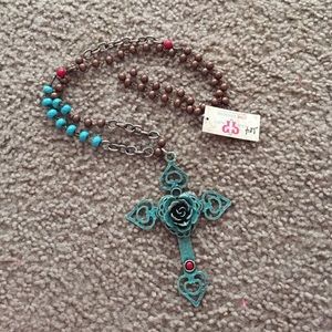 Rose cross necklace