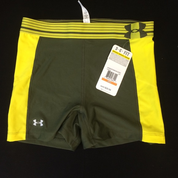 Under Armour NWT Yellow Green Compression Shorts Size S