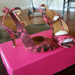 Snakeskin Open Toe Heels