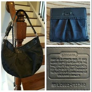 Coach LOT! Black Hobo Shoulder Bag & Wallet
