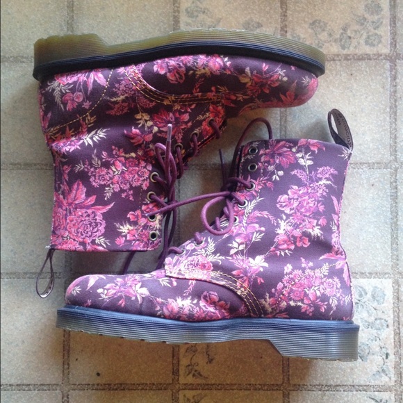 red floral doc martens