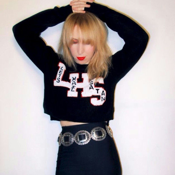UNIF Let's Hail Satan Crop Sweater