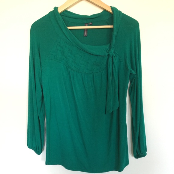 Anthropologie emerald green long-sleeve top