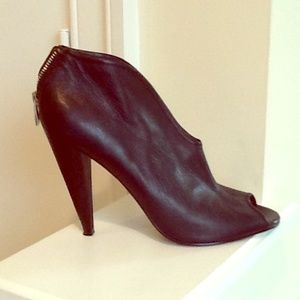 Black open toe bootie.