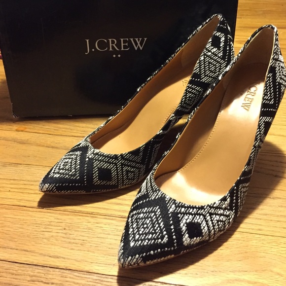 J. Crew Shoes - NWT and box j crew Ikat black and white heels