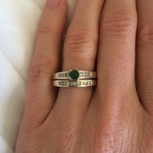 Diamond and Tourmaline Ring Set
