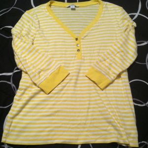 Anne Klein Sport yellow & white top, L