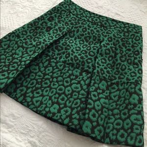 Green leopard print skirt